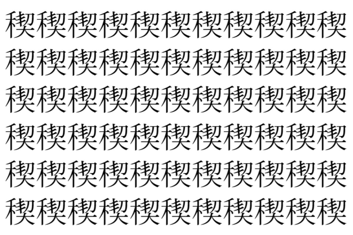【脳トレ】「稧」の中に紛れて1つ違う文字がある!?あなたは何秒で探し出せるかな??【違う文字を探せ!】