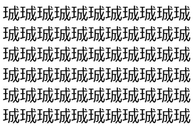 【脳トレ】「珹」の中に紛れて1つ違う文字がある！？あなたは何秒で探し出せるかな？？【違う文字を探せ！】