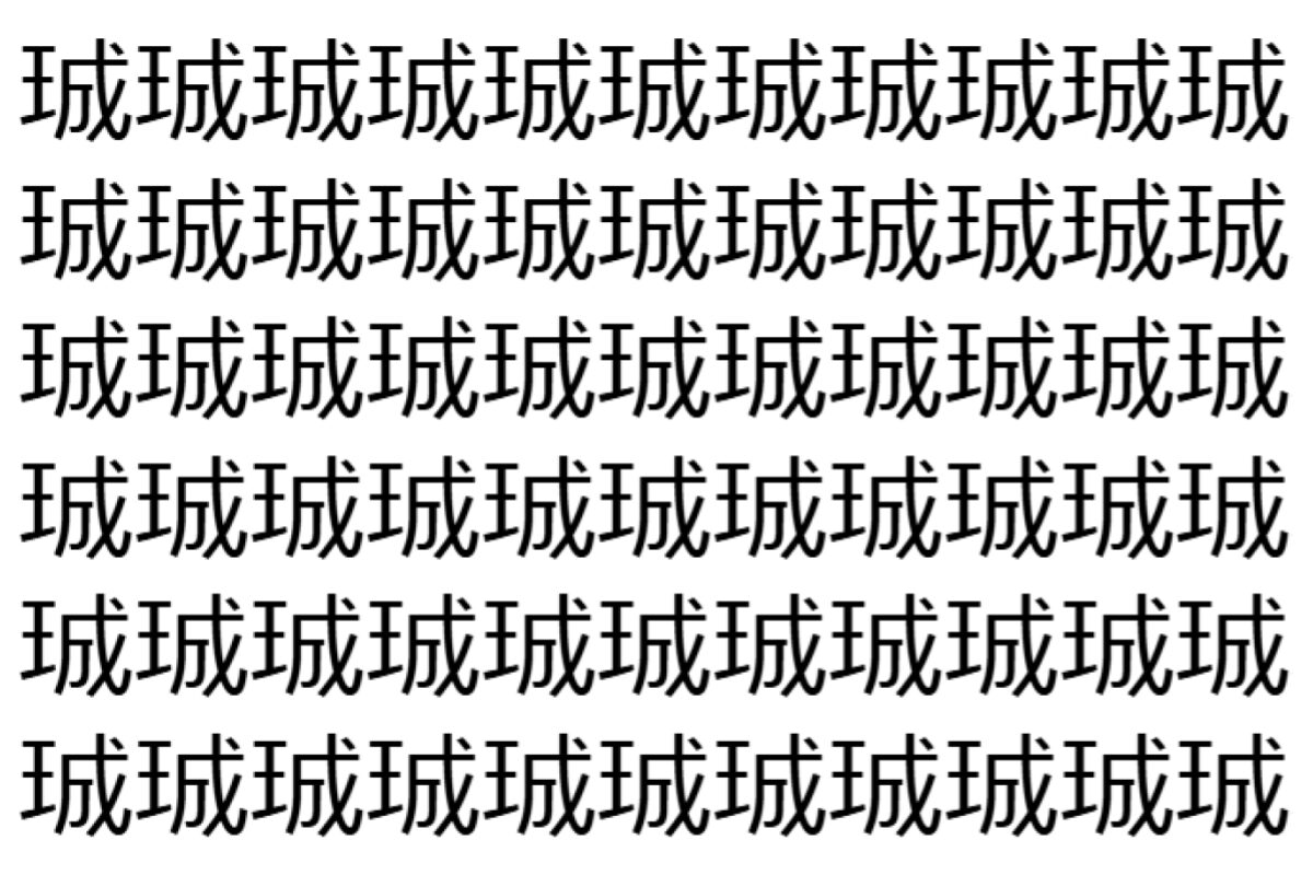 【脳トレ】「珹」の中に紛れて1つ違う文字がある!?あなたは何秒で探し出せるかな??【違う文字を探せ!】