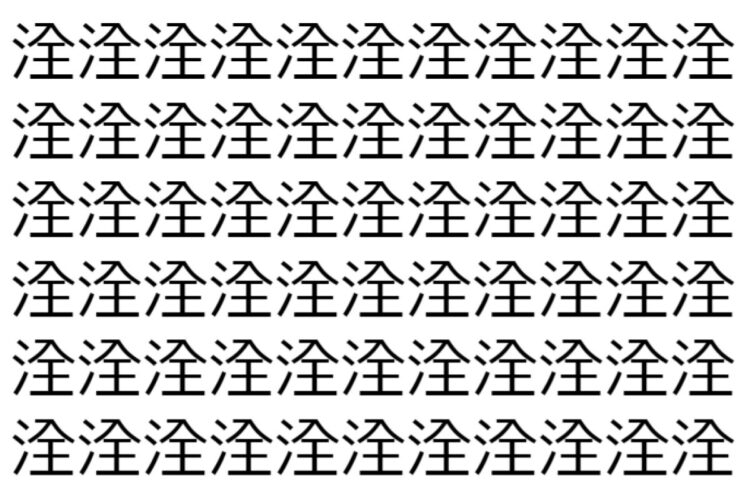 【脳トレ】「洤」の中に紛れて1つ違う文字がある！？あなたは何秒で探し出せるかな？？【違う文字を探せ！】