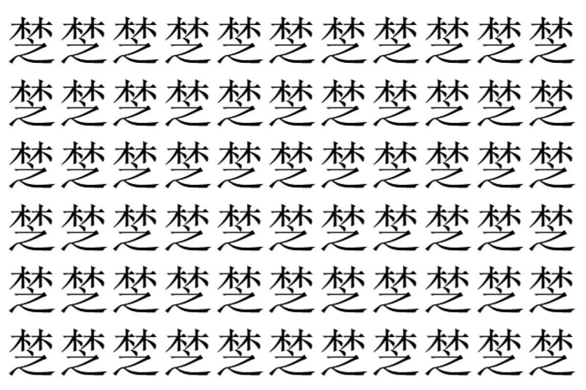 【脳トレ】「椘」の中に紛れて1つ違う文字がある!?あなたは何秒で探し出せるかな??【違う文字を探せ!】