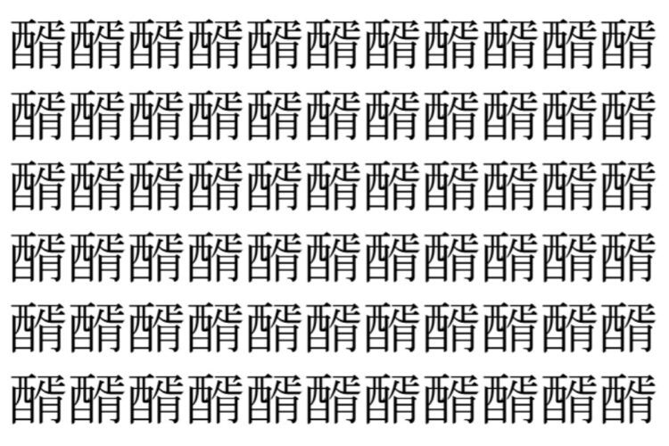 【脳トレ】「醑」の中に紛れて1つ違う文字がある！？あなたは何秒で探し出せるかな？？【違う文字を探せ！】
