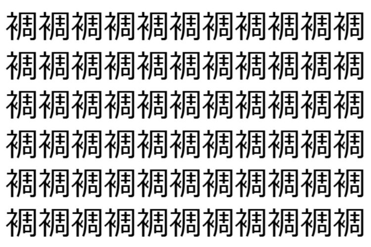 【脳トレ】「裯」の中に紛れて1つ違う文字がある！？あなたは何秒で探し出せるかな？？【違う文字を探せ！】