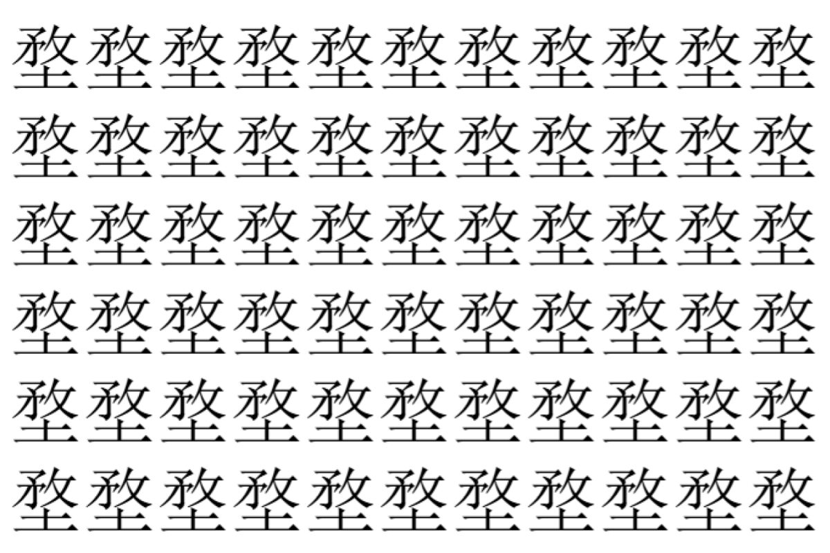 【脳トレ】「堥」の中に紛れて1つ違う文字がある!?あなたは何秒で探し出せるかな??【違う文字を探せ!】