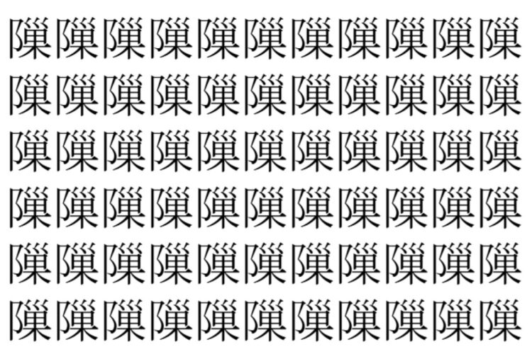【脳トレ】「隟」の中に紛れて1つ違う文字がある！？あなたは何秒で探し出せるかな？？【違う文字を探せ！】