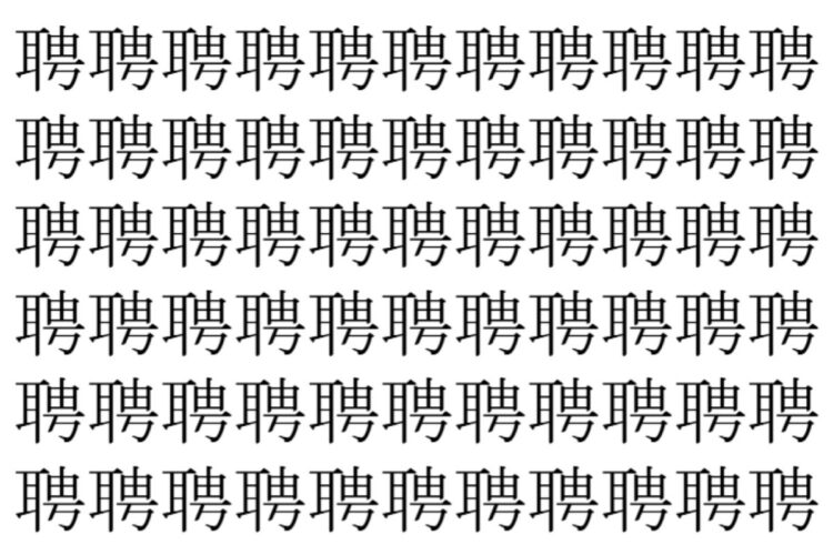 【脳トレ】「聘」の中に紛れて1つ違う文字がある！？あなたは何秒で探し出せるかな？？【違う文字を探せ！】