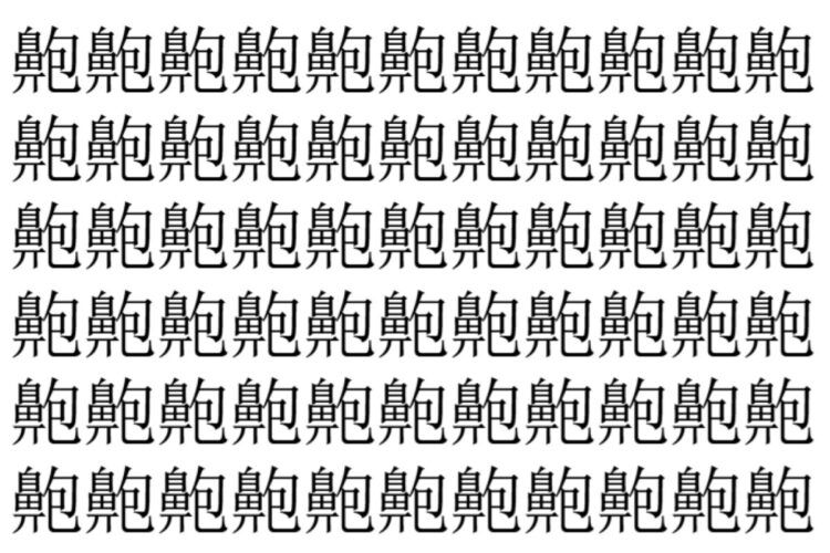 【脳トレ】「䶌」の中に紛れて1つ違う文字がある！？あなたは何秒で探し出せるかな？？【違う文字を探せ！】