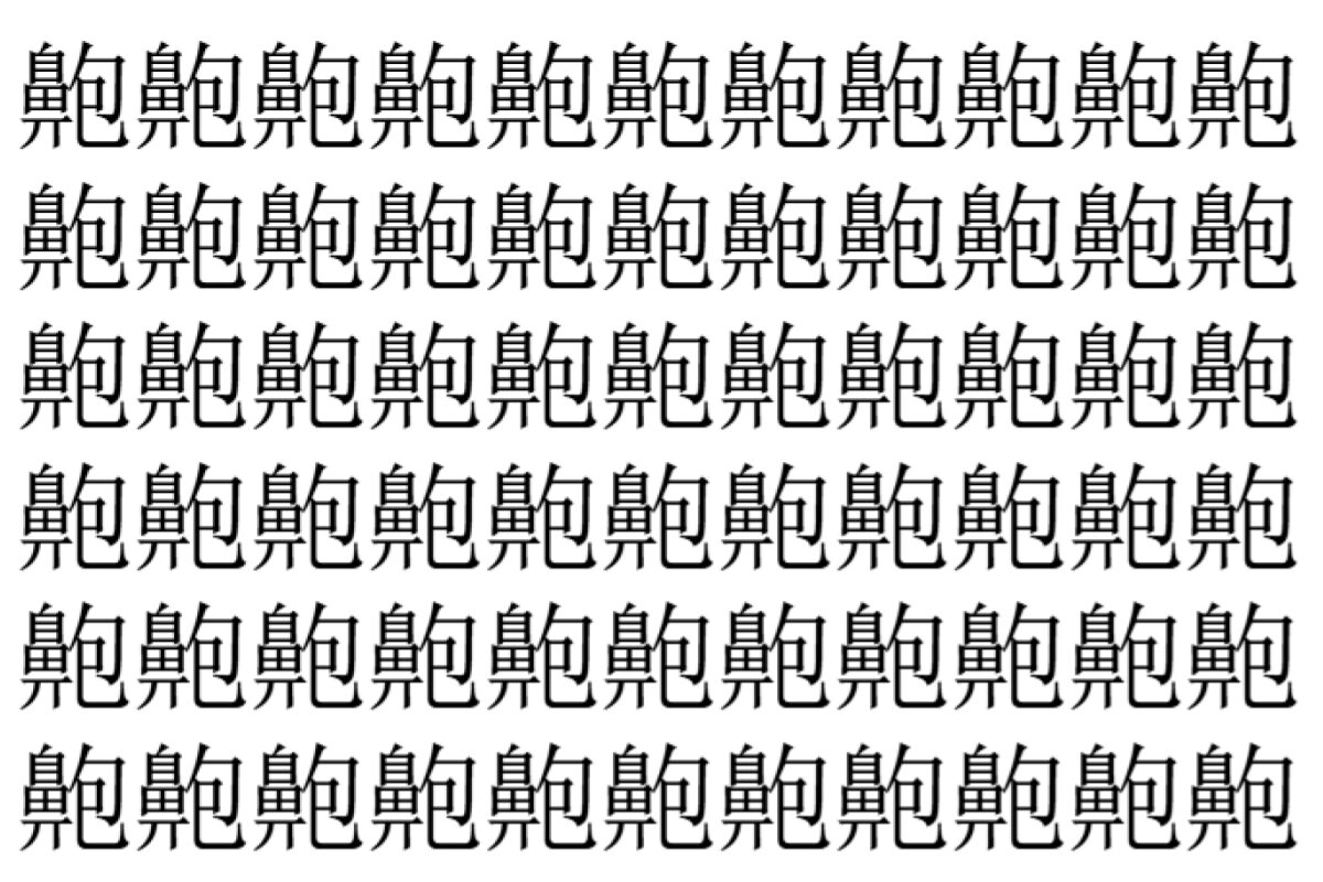 【脳トレ】「䶌」の中に紛れて1つ違う文字がある!?あなたは何秒で探し出せるかな??【違う文字を探せ!】