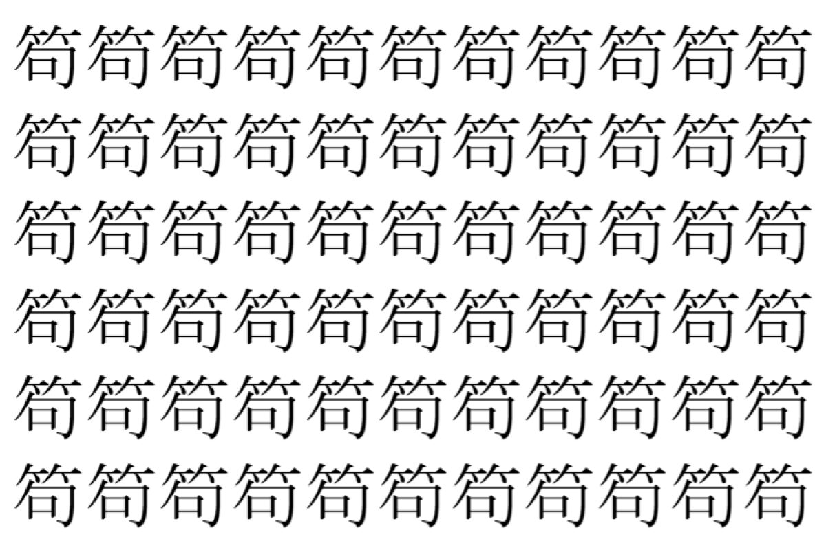 【脳トレ】「笱」の中に紛れて1つ違う文字がある！？あなたは何秒で探し出せるかな？？【違う文字を探せ！】