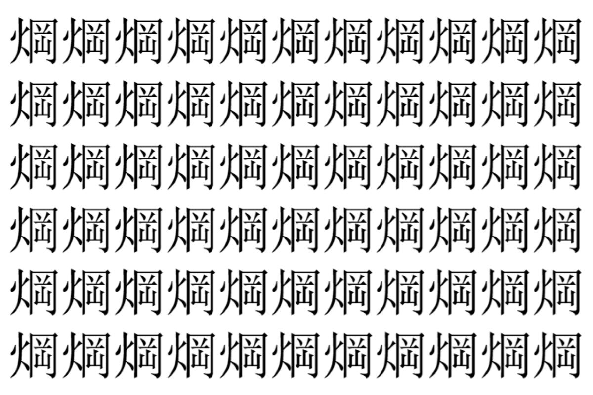 【脳トレ】「焵」の中に紛れて1つ違う文字がある！？あなたは何秒で探し出せるかな？？【違う文字を探せ！】