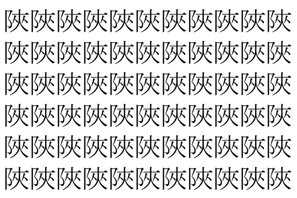 【脳トレ】「陜」の中に紛れて1つ違う文字がある!?あなたは何秒で探し出せるかな??【違う文字を探せ!】