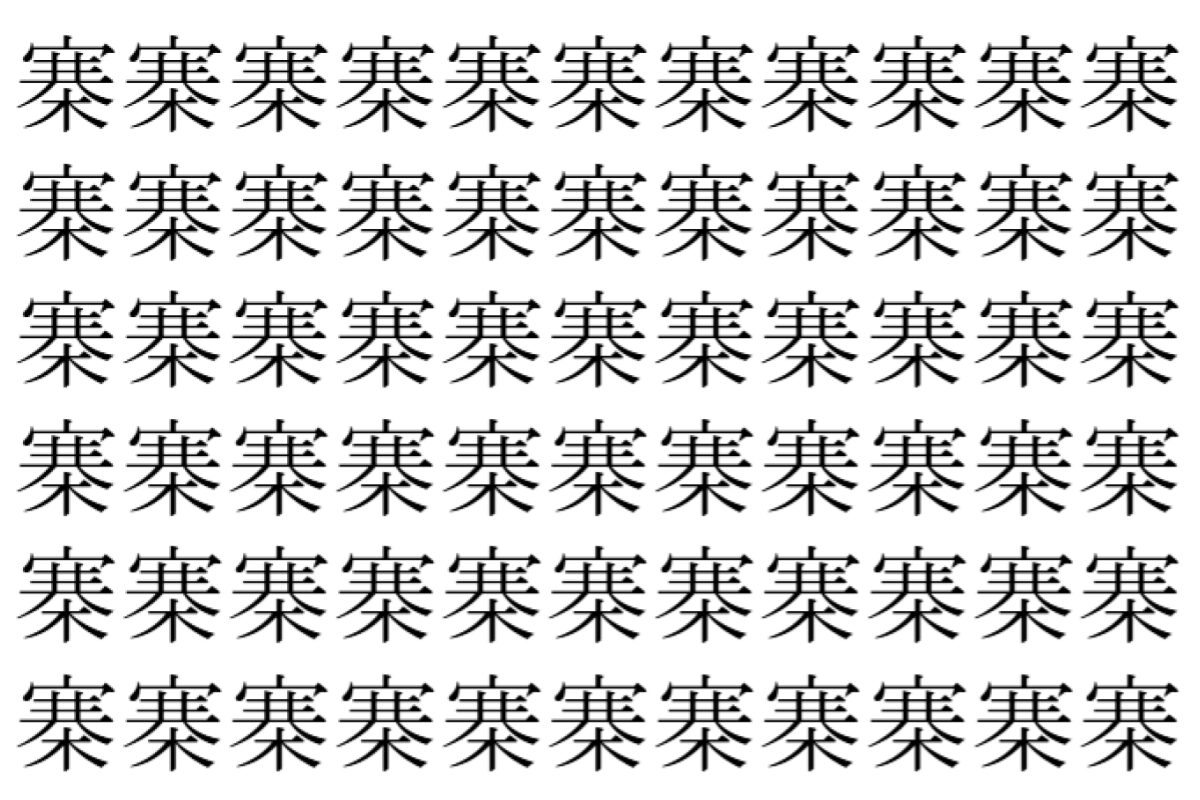 【脳トレ】「寨」の中に紛れて1つ違う文字がある!?あなたは何秒で探し出せるかな??【違う文字を探せ!】