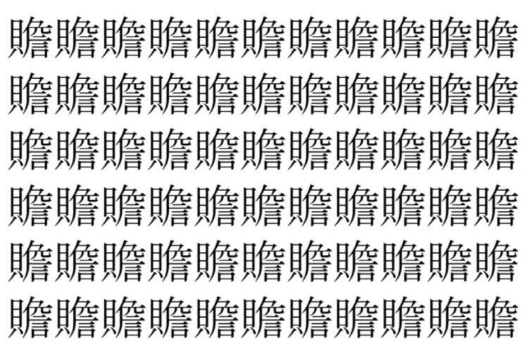 【脳トレ】「贍」の中に紛れて1つ違う文字がある！？あなたは何秒で探し出せるかな？？【違う文字を探せ！】