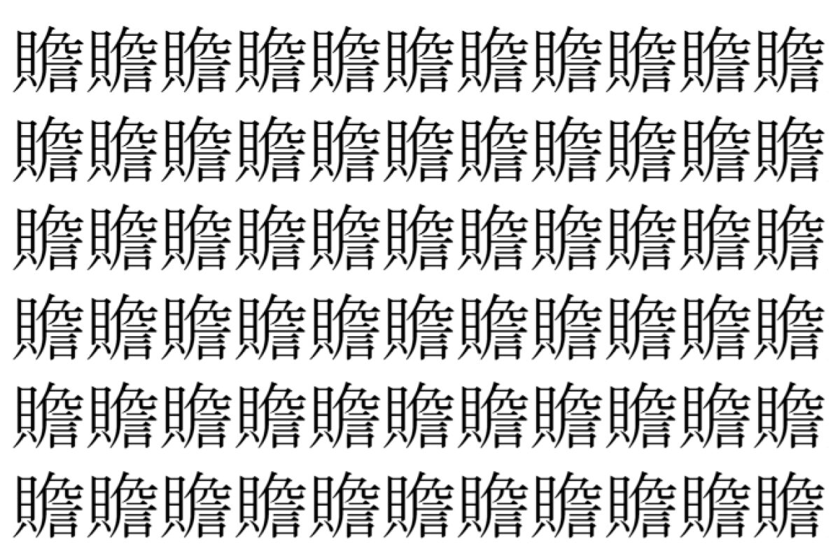 【脳トレ】「贍」の中に紛れて1つ違う文字がある!?あなたは何秒で探し出せるかな??【違う文字を探せ!】