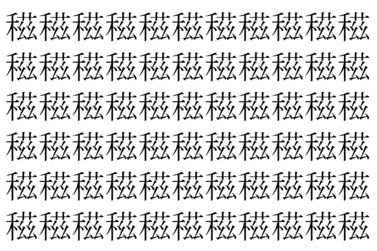 【脳トレ】「稵」の中に紛れて1つ違う文字がある!?あなたは何秒で探し出せるかな??【違う文字を探せ!】