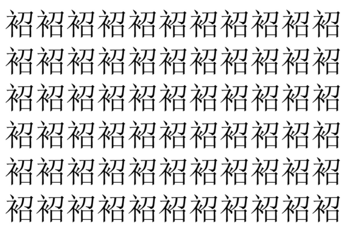【脳トレ】「袑」の中に紛れて1つ違う文字がある！？あなたは何秒で探し出せるかな？？【違う文字を探せ！】