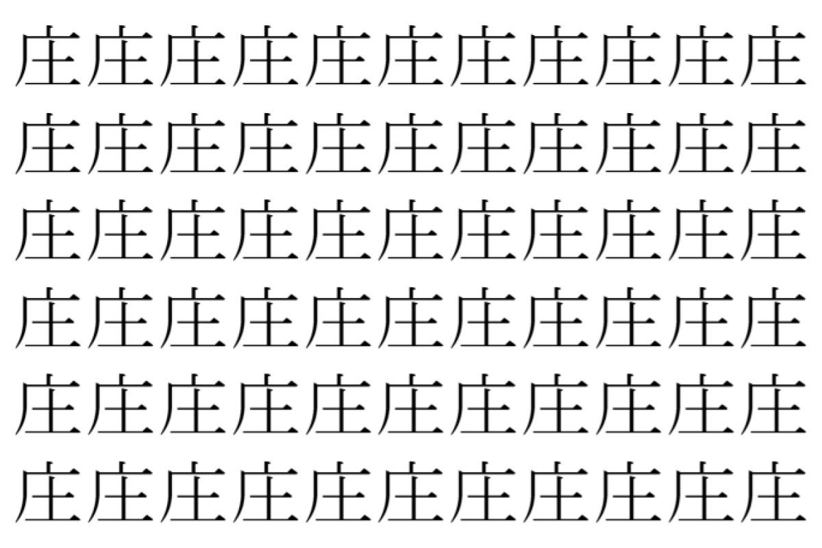 【脳トレ】「庄」の中に紛れて1つ違う文字がある!?あなたは何秒で探し出せるかな??【違う文字を探せ!】