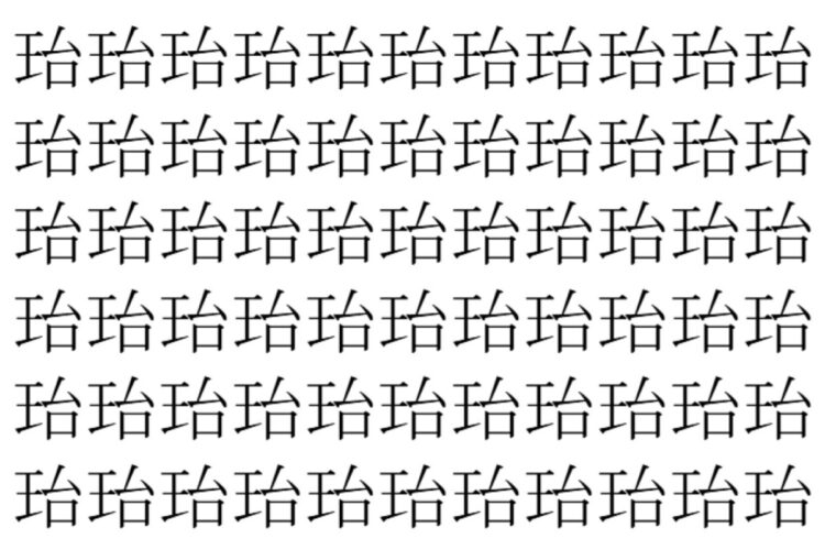 【脳トレ】「珆」の中に紛れて1つ違う文字がある！？あなたは何秒で探し出せるかな？？【違う文字を探せ！】