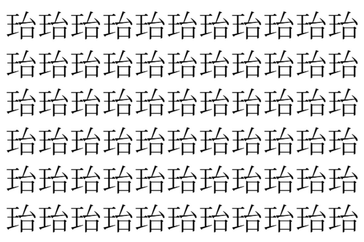 【脳トレ】「珆」の中に紛れて1つ違う文字がある!?あなたは何秒で探し出せるかな??【違う文字を探せ!】