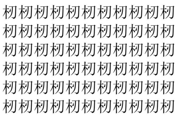 【脳トレ】「杒」の中に紛れて1つ違う文字がある！？あなたは何秒で探し出せるかな？？【違う文字を探せ！】