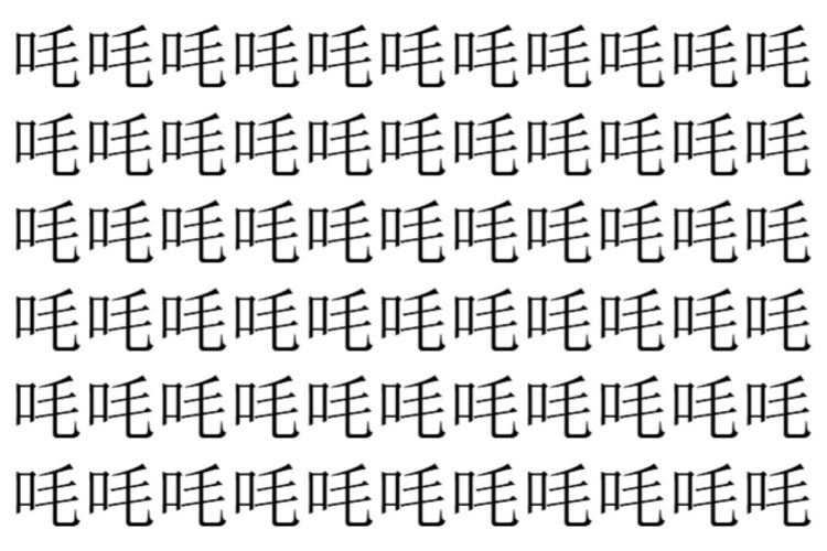 【脳トレ】「㕰」の中に紛れて1つ違う文字がある！？あなたは何秒で探し出せるかな？？【違う文字を探せ！】
