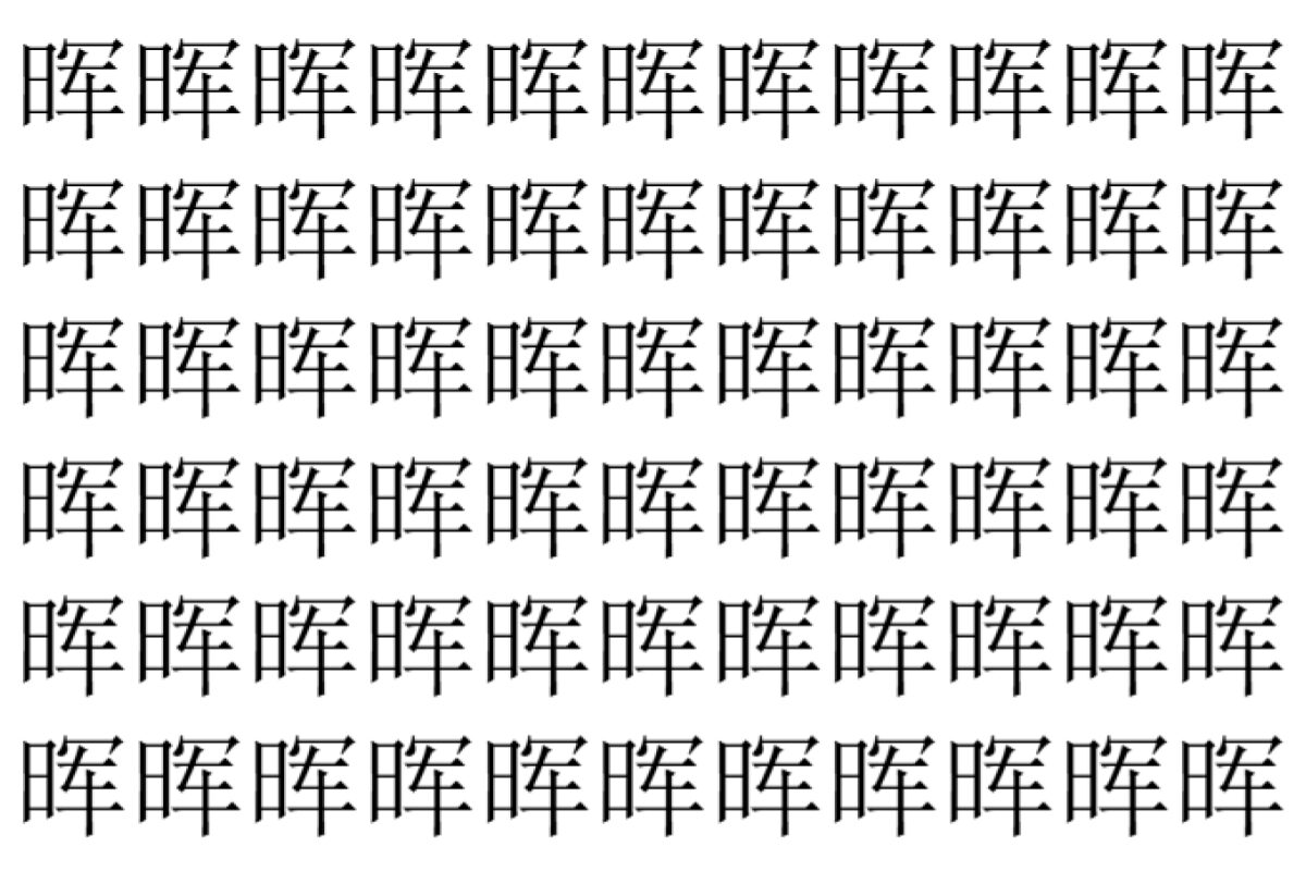 【脳トレ】「晖」の中に紛れて1つ違う文字がある！？あなたは何秒で探し出せるかな？？【違う文字を探せ！】