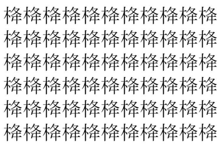 【脳トレ】「栙」の中に紛れて1つ違う文字がある！？あなたは何秒で探し出せるかな？？【違う文字を探せ！】