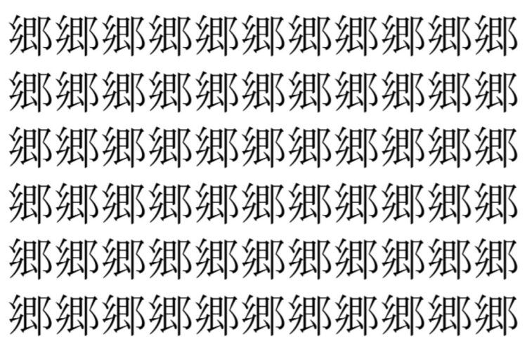【脳トレ】「郷」の中に紛れて1つ違う文字がある！？あなたは何秒で探し出せるかな？？【違う文字を探せ！】