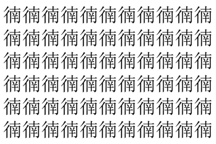 【脳トレ】「㣮」の中に紛れて1つ違う文字がある！？あなたは何秒で探し出せるかな？？【違う文字を探せ！】