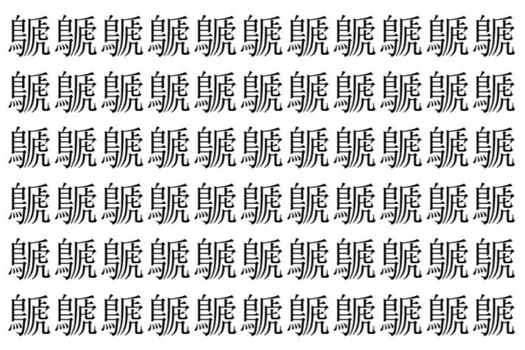 【脳トレ】「鷈」の中に紛れて1つ違う文字がある！？あなたは何秒で探し出せるかな？？【違う文字を探せ！】