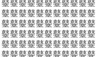 【脳トレ】「鼞」の中に紛れて1つ違う文字がある!?あなたは何秒で探し出せるかな??【違う文字を探せ!】