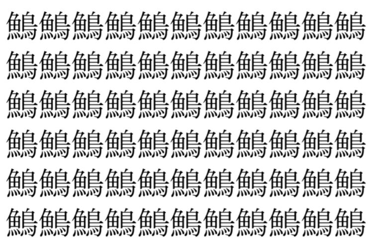 【脳トレ】「鷠」の中に紛れて1つ違う文字がある！？あなたは何秒で探し出せるかな？？【違う文字を探せ！】