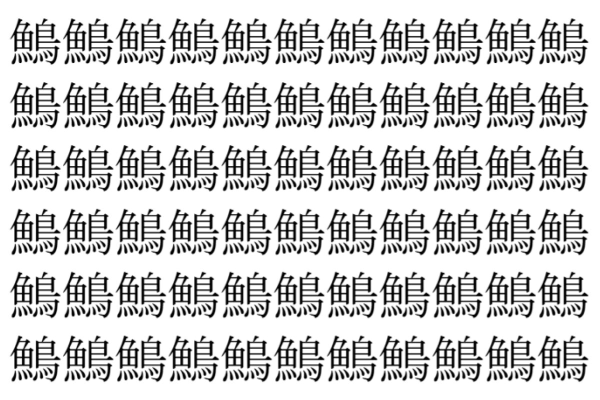 【脳トレ】「鷠」の中に紛れて1つ違う文字がある！？あなたは何秒で探し出せるかな？？【違う文字を探せ！】