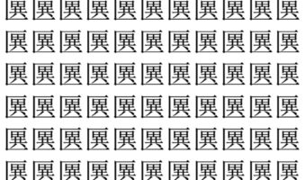 【脳トレ】「㔴」の中に紛れて1つ違う文字がある！？あなたは何秒で探し出せるかな？？【違う文字を探せ！】
