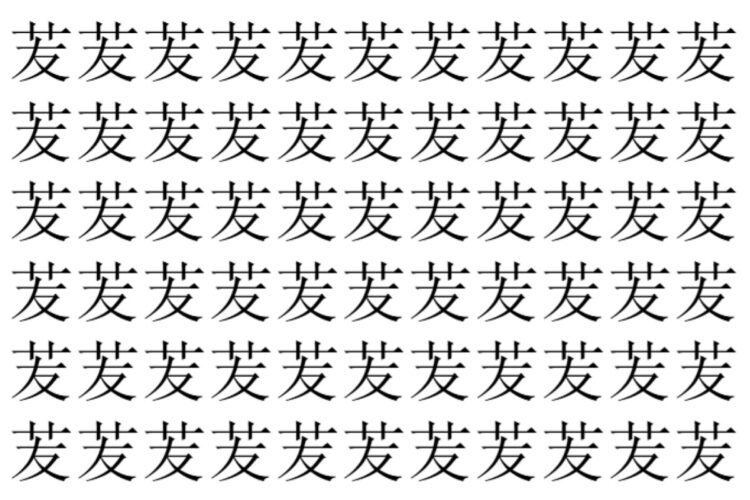 【脳トレ】「苃」の中に紛れて1つ違う文字がある！？あなたは何秒で探し出せるかな？？【違う文字を探せ！】