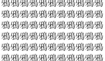 【脳トレ】「鴉」の中に紛れて1つ違う文字がある!?あなたは何秒で探し出せるかな??【違う文字を探せ!】