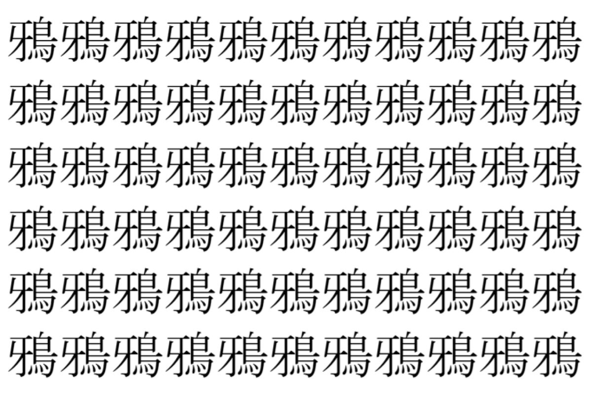 【脳トレ】「鴉」の中に紛れて1つ違う文字がある！？あなたは何秒で探し出せるかな？？【違う文字を探せ！】
