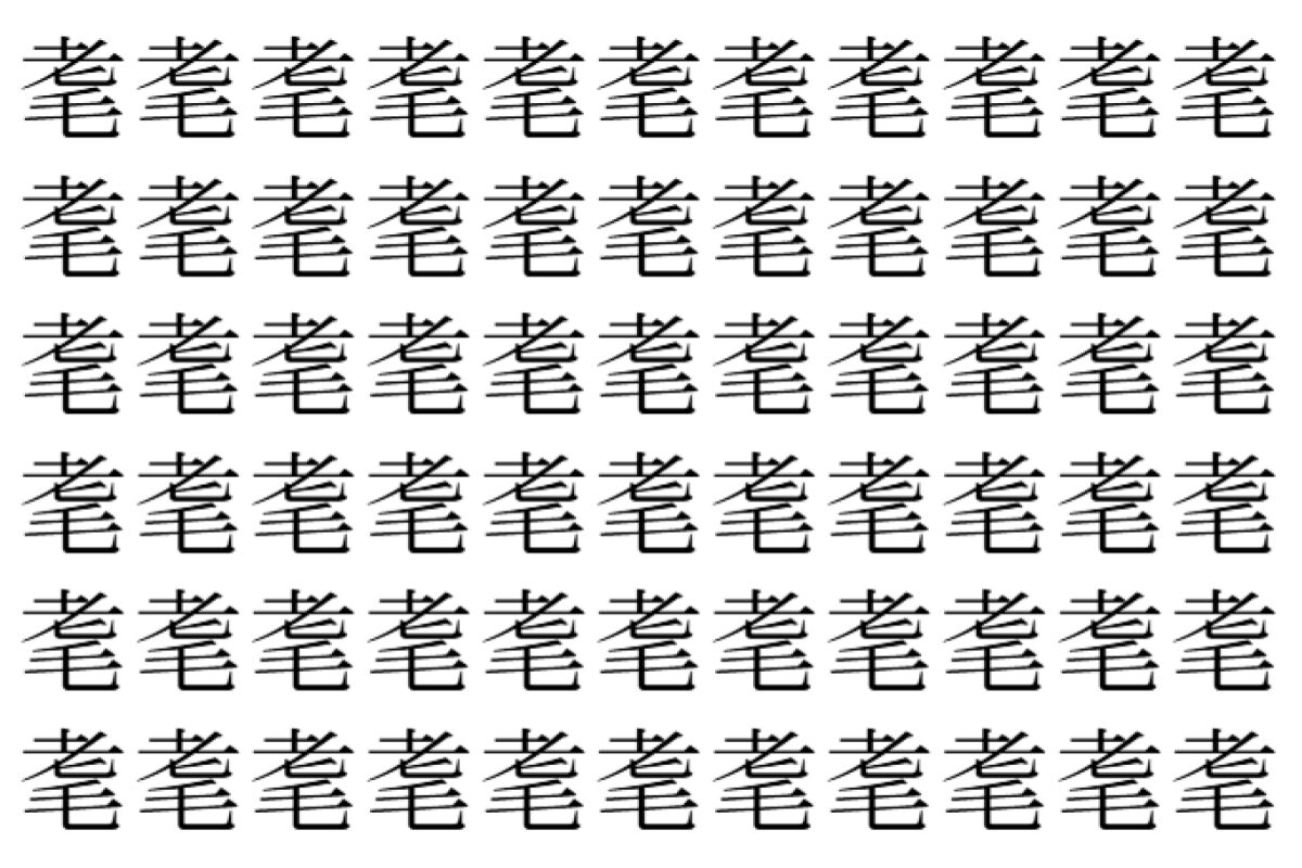 【脳トレ】「耄」の中に紛れて1つ違う文字がある!?あなたは何秒で探し出せるかな??【違う文字を探せ!】