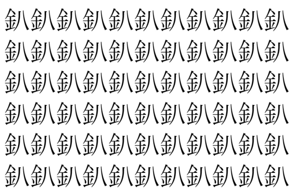 【脳トレ】「釟」の中に紛れて1つ違う文字がある！？あなたは何秒で探し出せるかな？？【違う文字を探せ！】