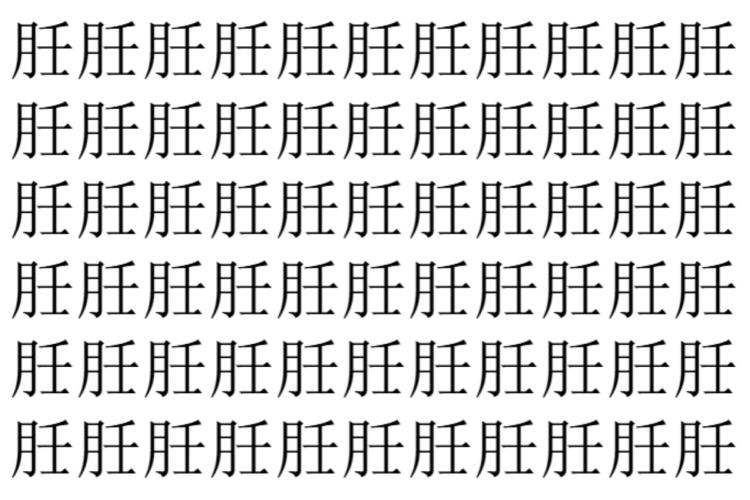 【脳トレ】「䏕」の中に紛れて1つ違う文字がある！？あなたは何秒で探し出せるかな？？【違う文字を探せ！】