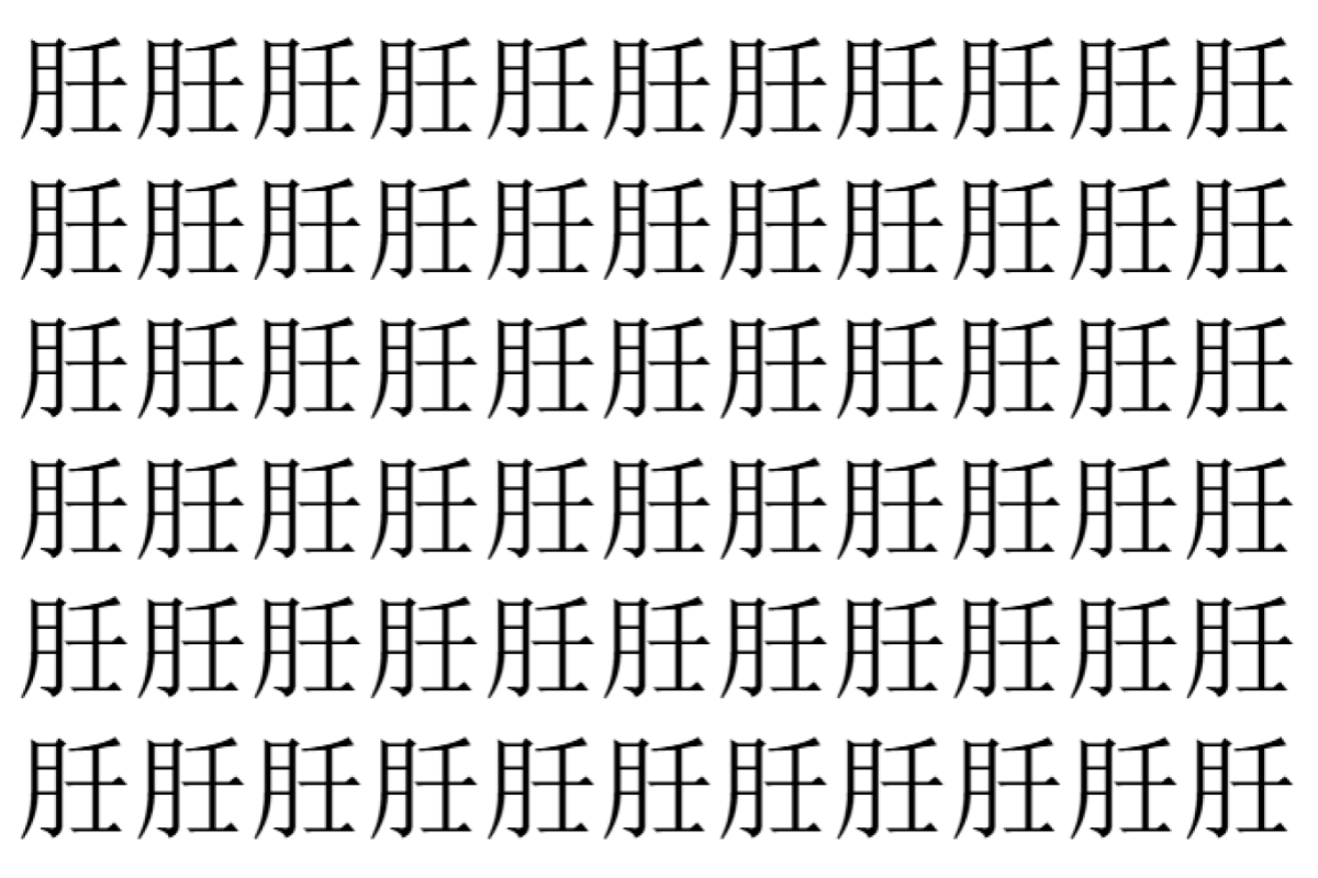 【脳トレ】「䏕」の中に紛れて1つ違う文字がある！？あなたは何秒で探し出せるかな？？【違う文字を探せ！】
