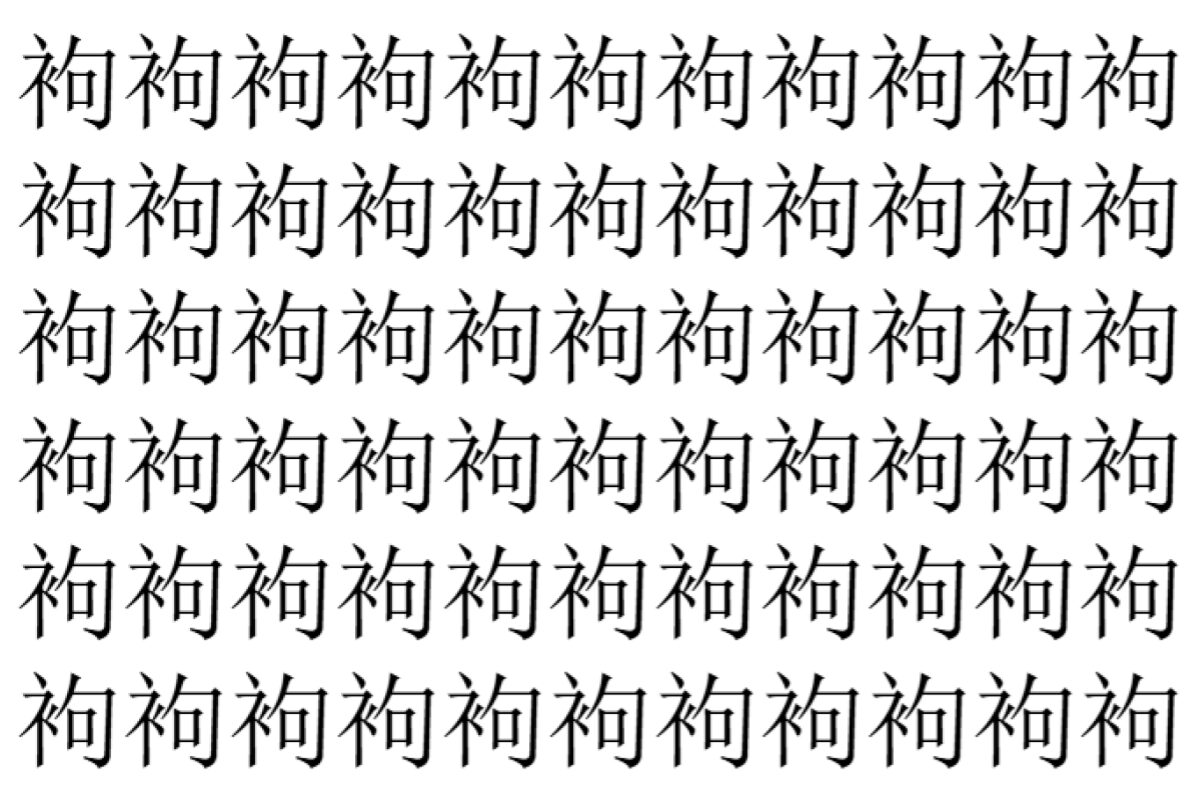 【脳トレ】「袧」の中に紛れて1つ違う文字がある！？あなたは何秒で探し出せるかな？？【違う文字を探せ！】
