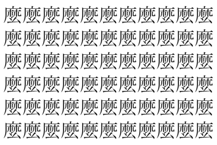 【脳トレ】「麼」の中に紛れて1つ違う文字がある！？あなたは何秒で探し出せるかな？？【違う文字を探せ！】