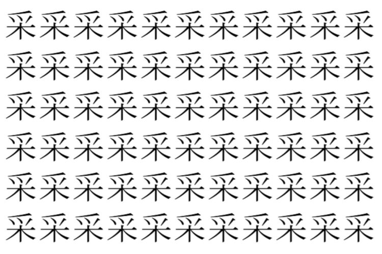 【脳トレ】「采」の中に紛れて1つ違う文字がある！？あなたは何秒で探し出せるかな？？【違う文字を探せ！】