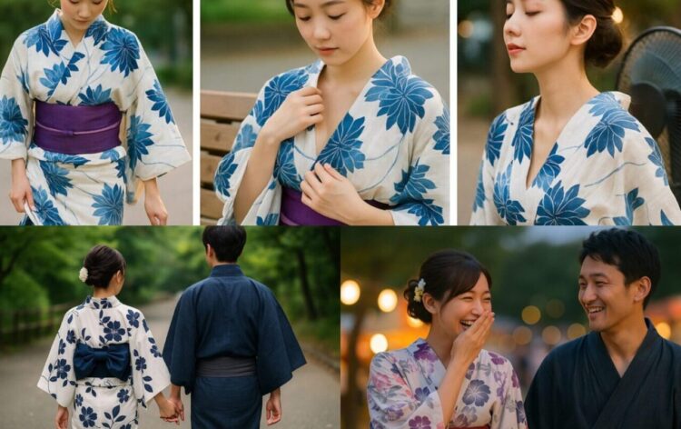 秋祭りの浴衣デート、はだけすぎて視線が集中！？どうすればいいの？