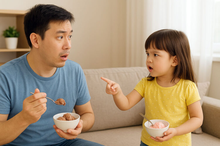 キッチンで主人と娘が揉めている！？娘の放った正論に思わず笑っちゃいました