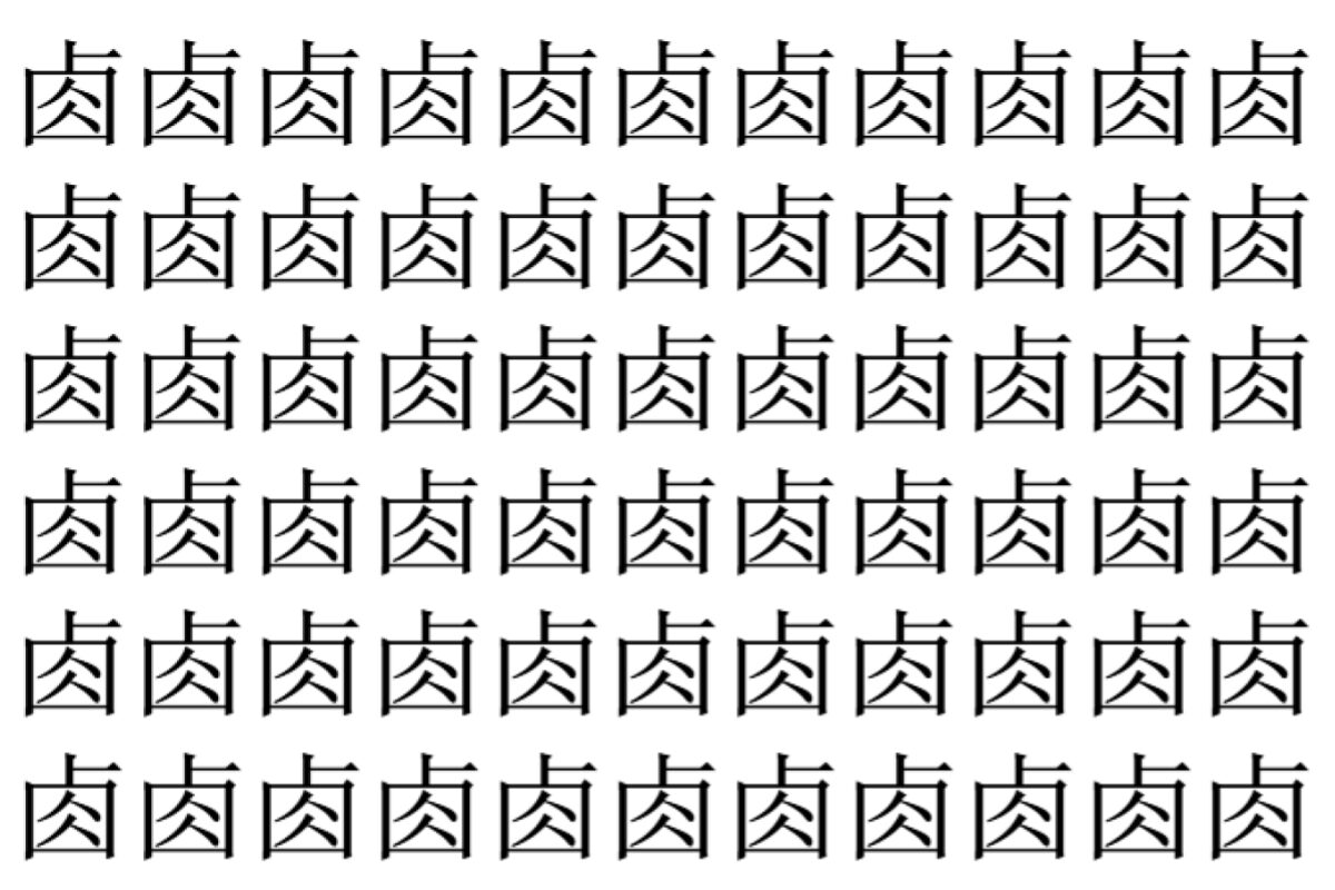 【脳トレ】「𠧪」の中に紛れて1つ違う文字がある!?あなたは何秒で探し出せるかな??【違う文字を探せ!】