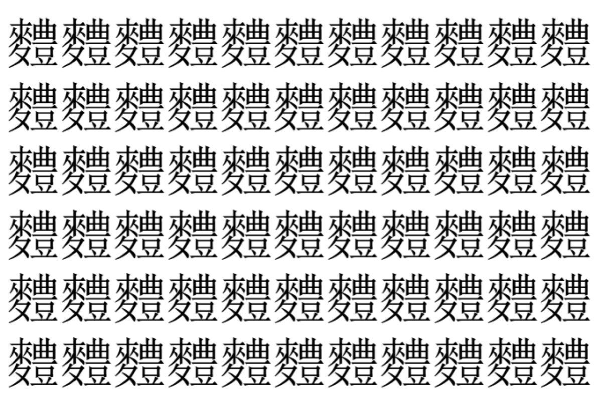 【脳トレ】「䵄」の中に紛れて1つ違う文字がある!?あなたは何秒で探し出せるかな??【違う文字を探せ!】