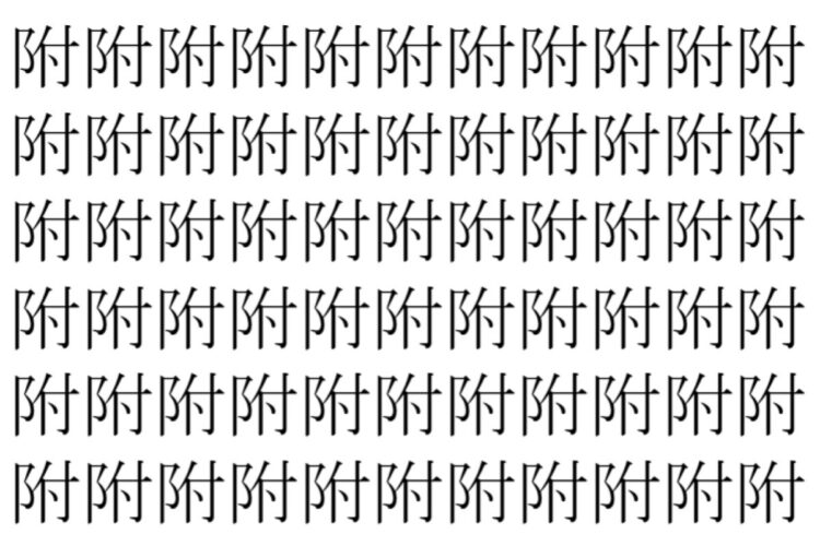 【脳トレ】「附」の中に紛れて1つ違う文字がある！？あなたは何秒で探し出せるかな？？【違う文字を探せ！】