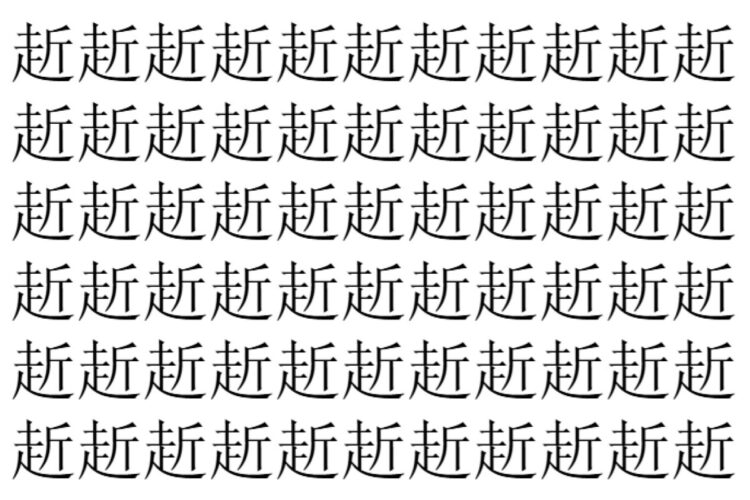 【脳トレ】「赾」の中に紛れて1つ違う文字がある！？あなたは何秒で探し出せるかな？？【違う文字を探せ！】